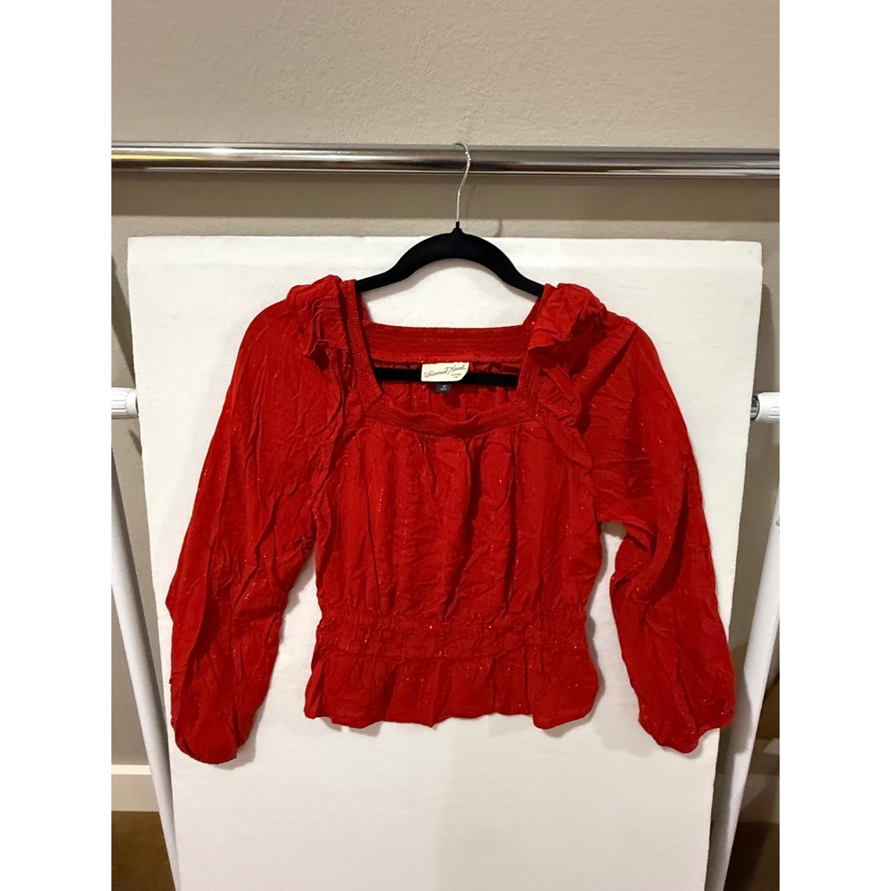 Universal Thread Womens Red Smocked Peplum Top XS